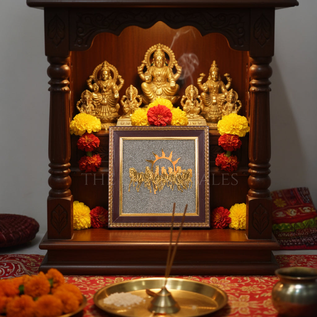 7 Horses on Raw Pyrite Frame